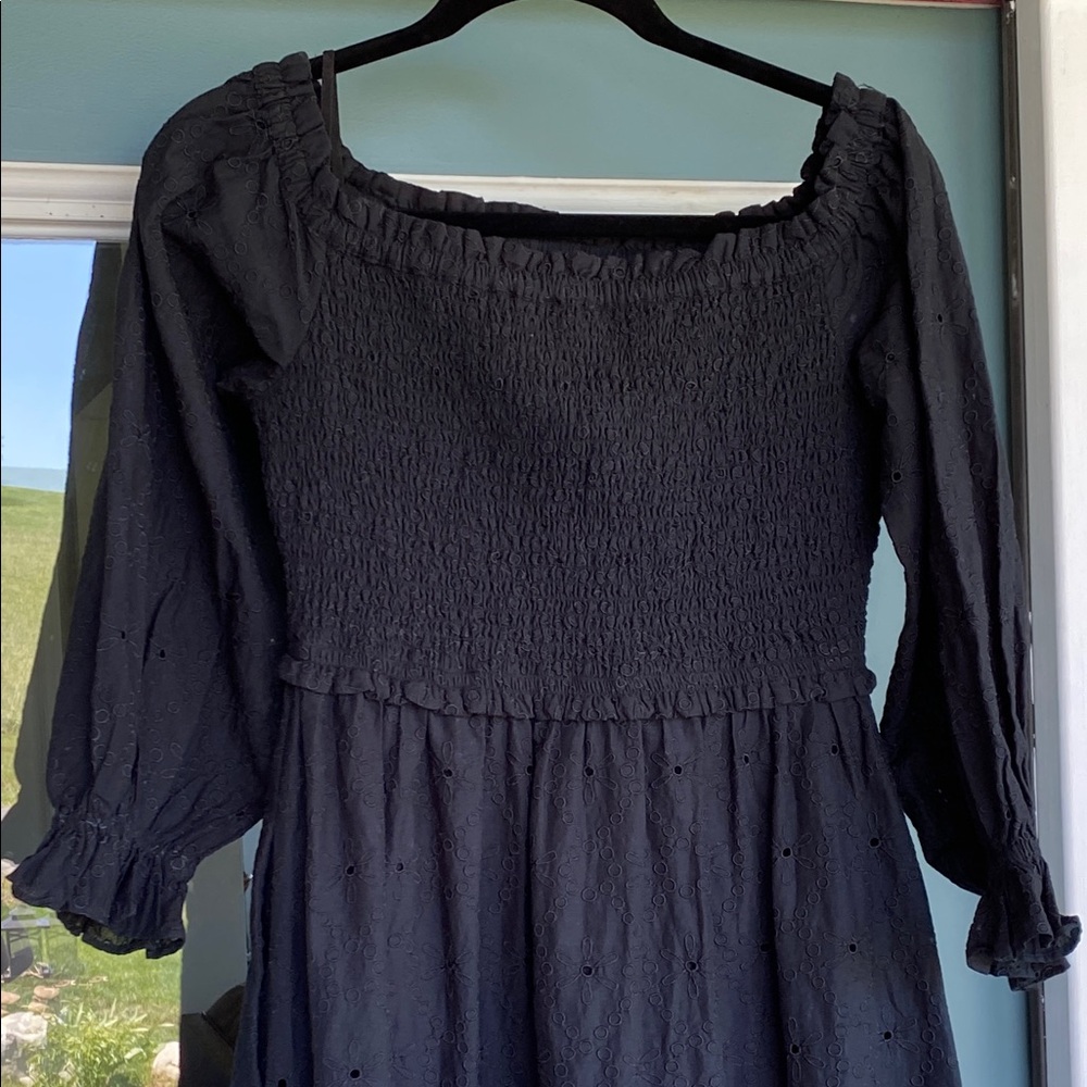 Lilly Pulitzer Black Smocked Long Sleeve Maxi Dress